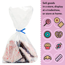 Load image into Gallery viewer, Large Clear Treat Bags with Ties Cookie Bags 9x12 IN Bakery Bag 200pk

