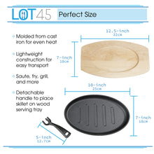 Load image into Gallery viewer, Cast Iron Fajita Sizzling Pan - 10in Sizzling Plate with Wooden Base
