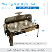 Load image into Gallery viewer, Chafing Dish Buffet Set, 8 Qt Chafing Dish and 1/2 Size Catering Trays
