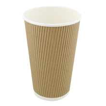 Load image into Gallery viewer, Paper Cups with Lids, 100 Pk - 16 oz Coffee Cups Rippled Sleeve, Brown

