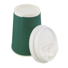 Load image into Gallery viewer, Paper Cups with Lids, 100 Pk - 12 oz Coffee Cups Rippled Sleeve, Green
