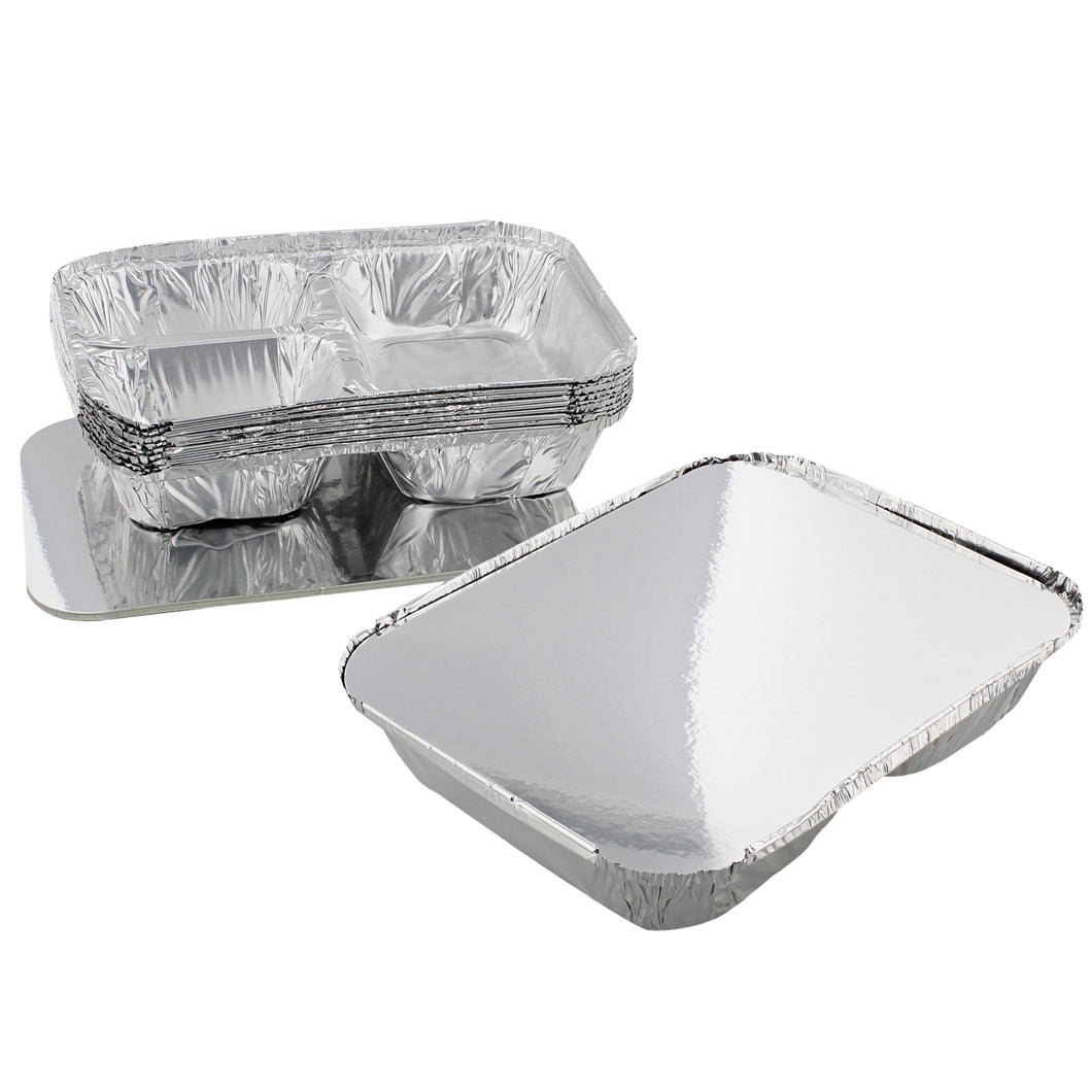 Aluminum Catering Pan 3 Sections 10pk - Disposable Aluminum Foil Trays