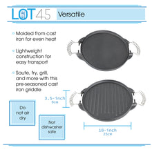 Load image into Gallery viewer, Cast Iron Grill Pan 10in 2-Sided Cast Iron Grill Pans for Stove Tops
