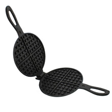 Load image into Gallery viewer, Cast Iron Waffle Maker Pan 6in Stove Top Waffle Iron for Cooking
