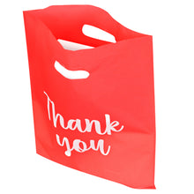 Load image into Gallery viewer, Plastic Retail Bags 100pk - 12x15in Red Thank You Merchandise Bags

