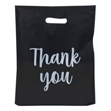 Load image into Gallery viewer, Plastic Retail Bags 100pk - 12x15in Black Thank You Merchandise Bags
