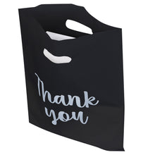 Load image into Gallery viewer, Plastic Retail Bags 100pk - 12x15in Black Thank You Merchandise Bags
